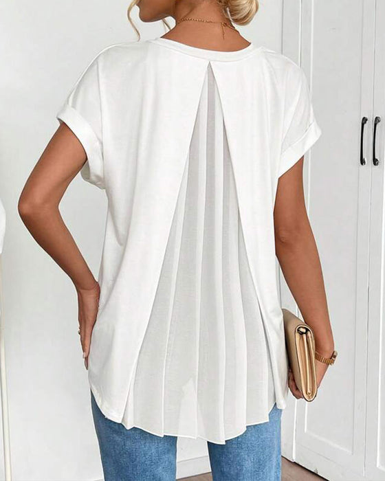 T-Shirt kurzärmelig einfarbig Patchwork
