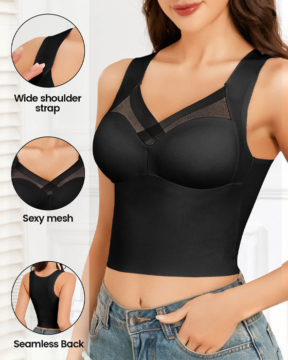 Tank Top Mesh-Splicing Eingebauter Bh