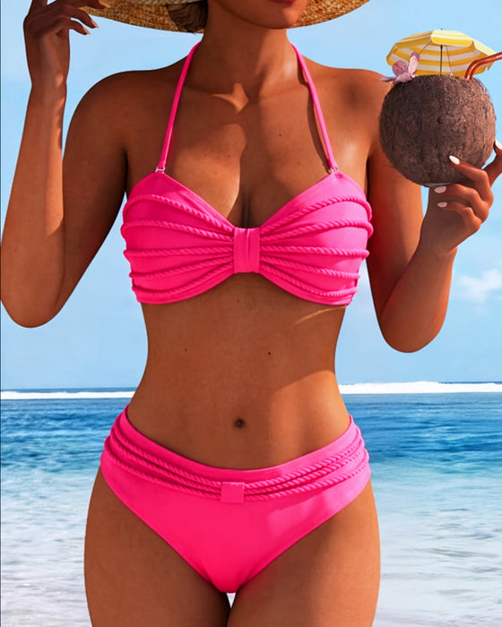 Bikini Einfarbig Genick