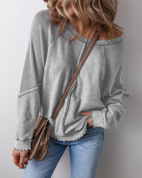 Sweatshirts Umgekehrte Naht Patchwork Lässig