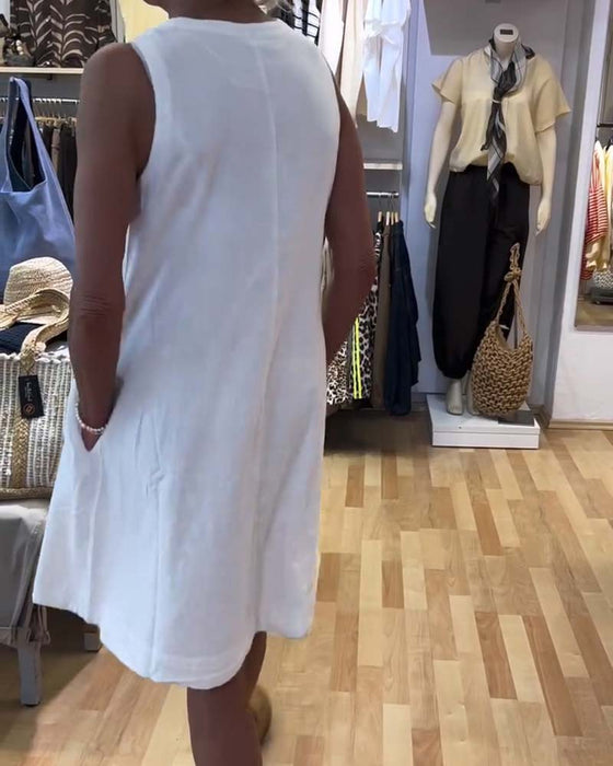 Kleid Ärmellos V-Ausschnitt Locker A-Linie