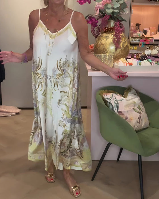 Kleid Camisole V-Ausschnitt Platzierung Print