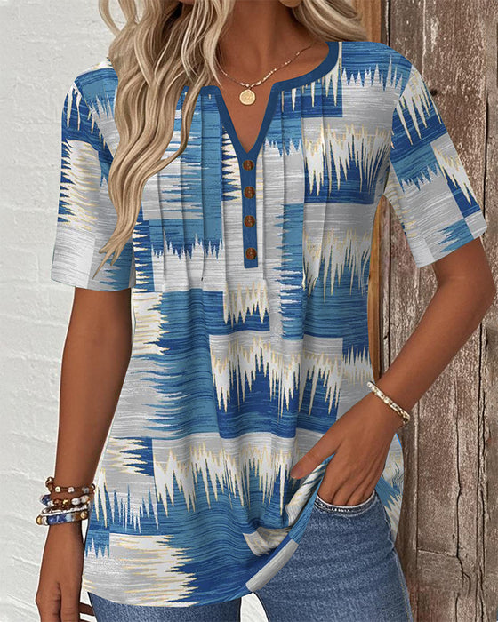 Bluse Casual Kurzärmlig Digitaldruck