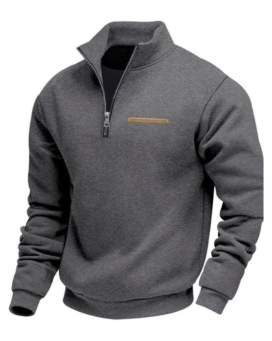 Sweatshirt Unifarbe Stehkragen Reißverschluss