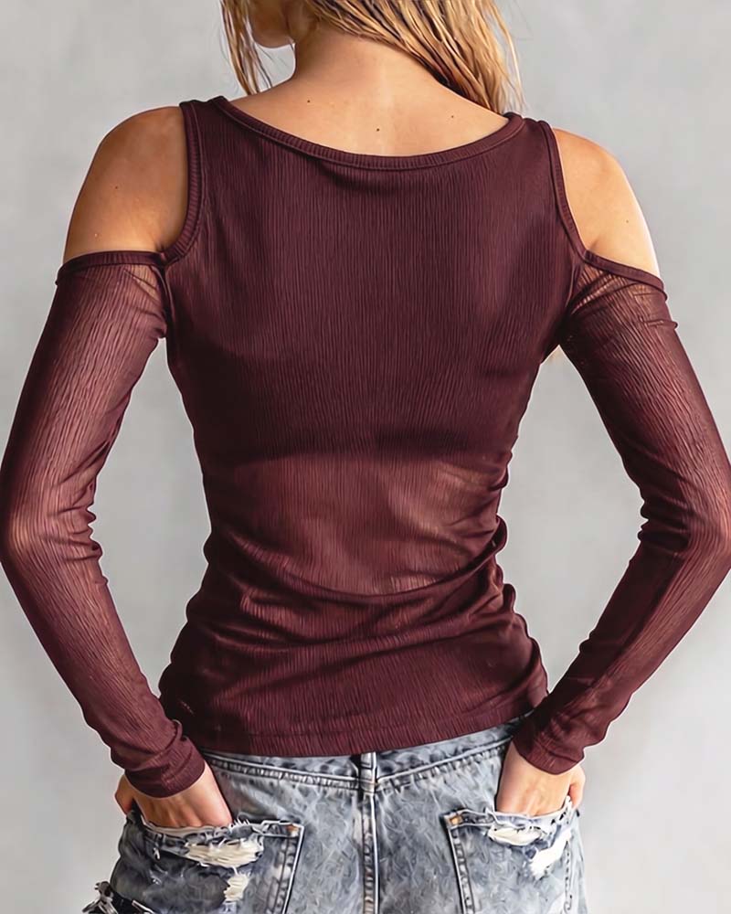 Bluse Gekreuzt V-Ausschnitt Off-Shoulder
