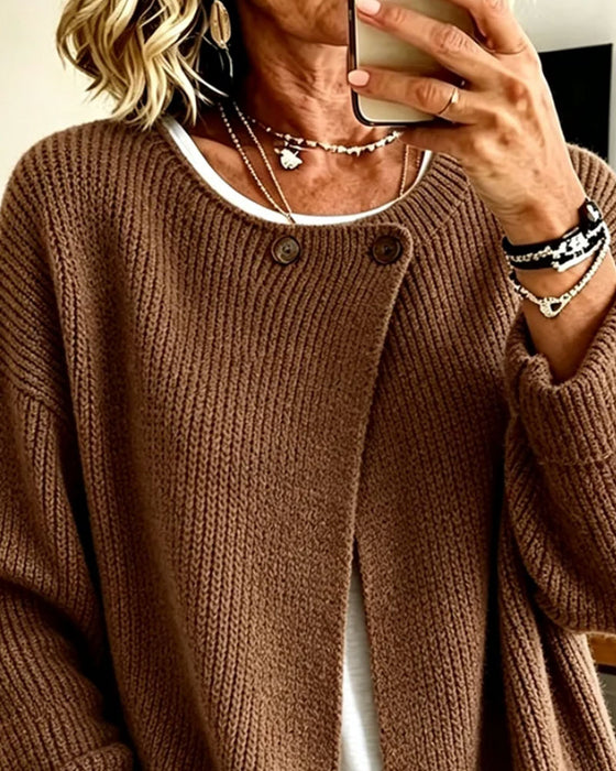 Cardigan Einfarbig Langarm