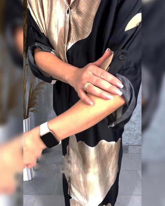 Kleid Temperament Knöpfen Modisches Hemd