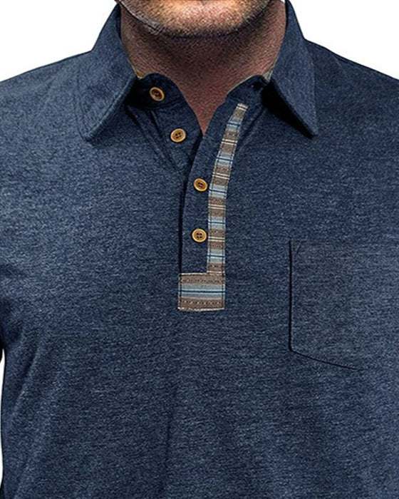 Bluse Herren Knopf Revers Polo