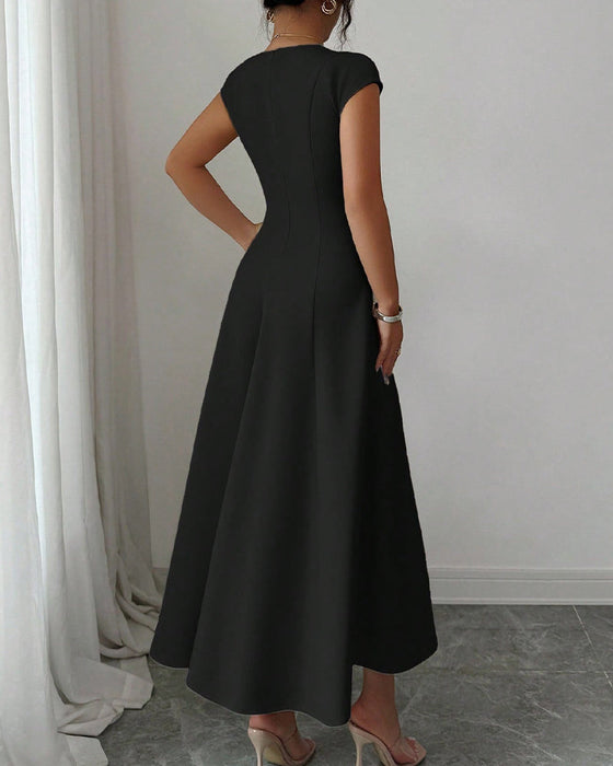 Kleid Quadratischer Ausschnitt Kurzarm