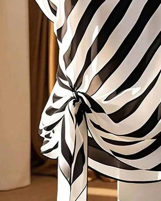 Bluse Gestreift Krawatte Elegant