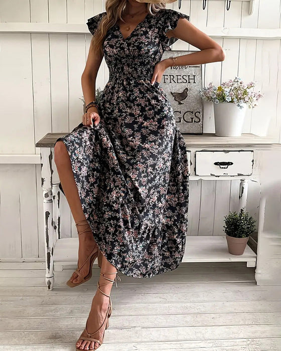 Kleid Blumen Taille Bindung