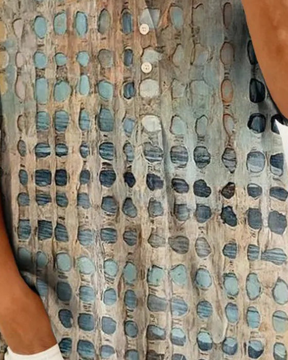 Bluse Tupfenprint Knopf Halbe Knopfleiste