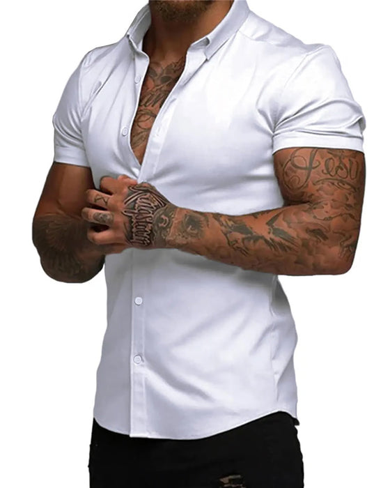 Hemd Hoch Stretch Revers Kurzarm Herren