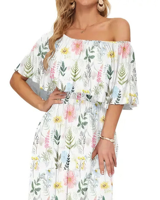 Kleid Elegant Tintenwäsche Blumen Maxi