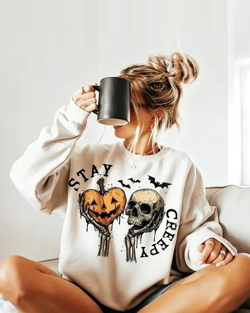 Sweatshirt Runder Ausschnitt Langarm Halloween