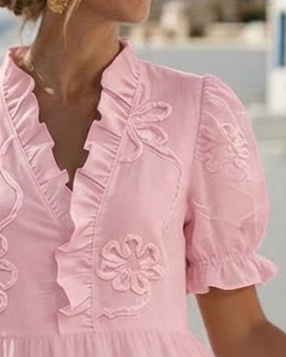 Kleid Puff Kurzarm Blumig
