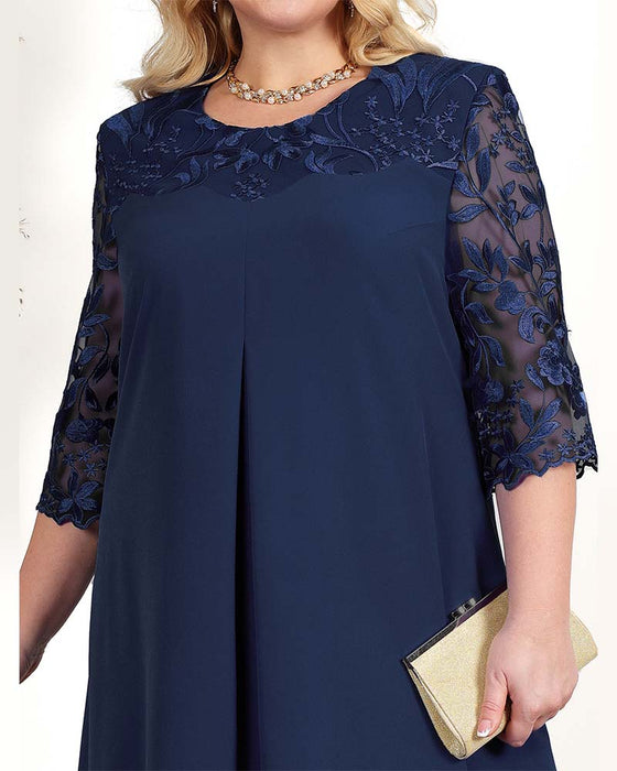 Kleid lässig locker bestickter Chiffon