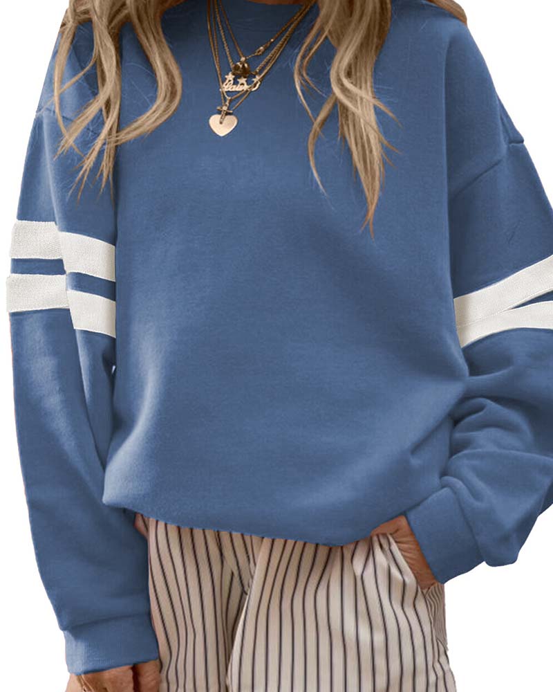 Color-Block Langarm Rundhals-Sweatshirt