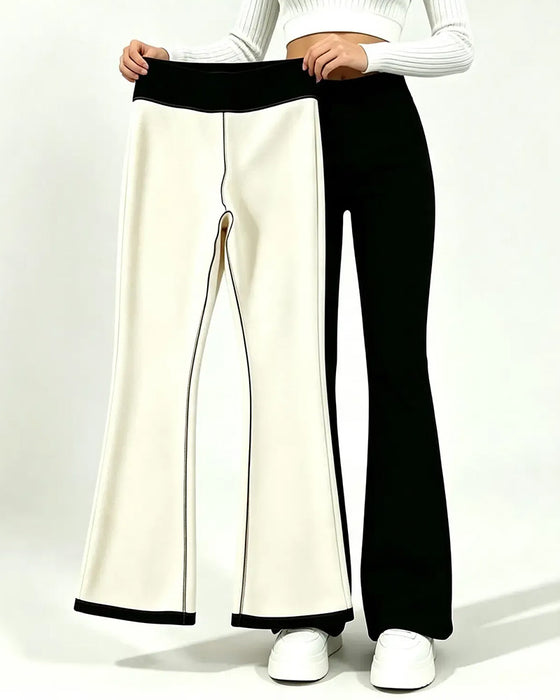 Hose Hohe Taille Casual Fleece Ausgestellte