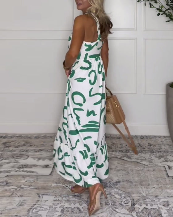 Kleid Neckholder Bedruckt Rückenfrei Sexy