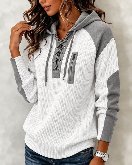 Hoodie Schnürung Farbblock Design