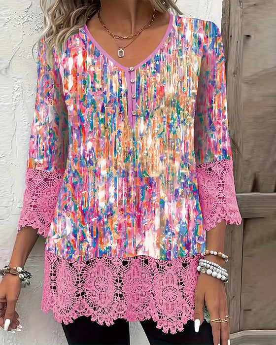 Bluse bunt bedruckt modisch Streetstyle