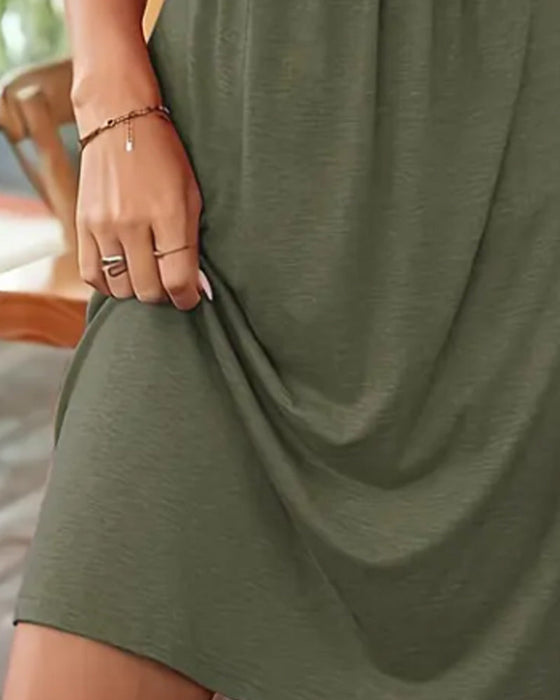 Kleid Ärmellos Brustknoten Tailliert