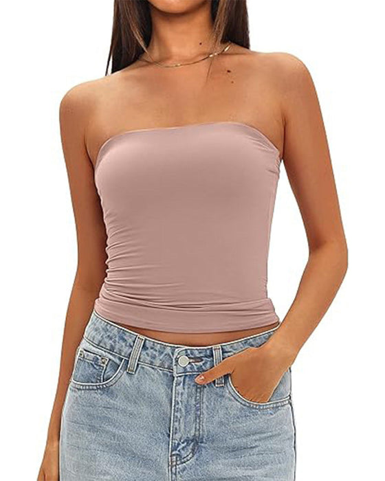 Tank Top Trägerlos Kurz Enganliegend