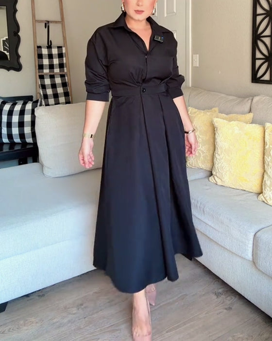 Hemdkleid mit Revers und Taille