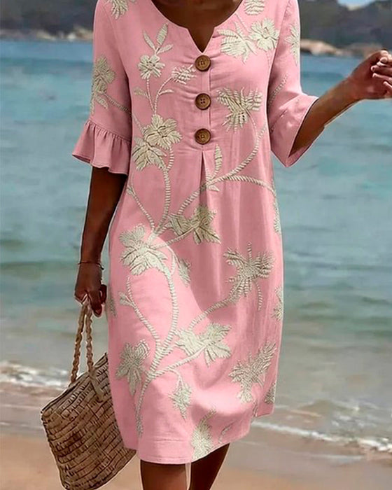 Kleid Petite V-Ausschnitt Rüsche 3/4-Arm