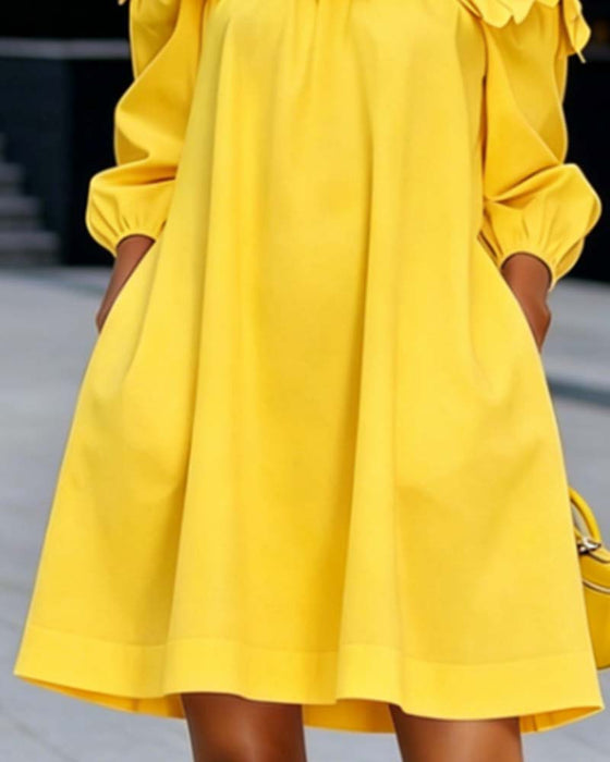 Kleid Off-Shoulder Blumig Akzent