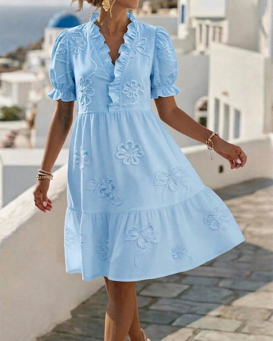 Kleid Puff Kurzarm Blumig