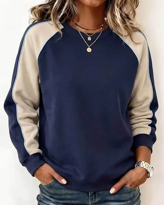 Sweatshirt Farbblock Raglan Rundhals