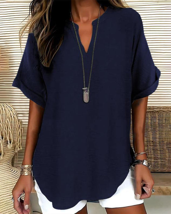 Bluse Lockere Einfarbige Damenfreizeitliche