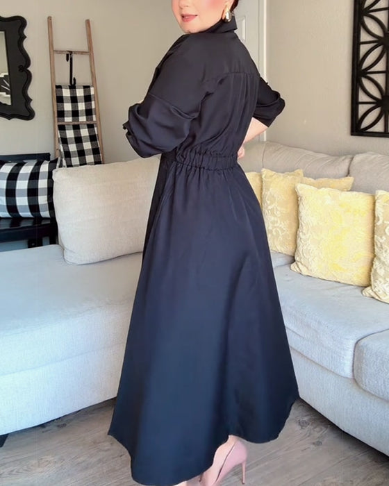 Hemdkleid mit Revers und Taille