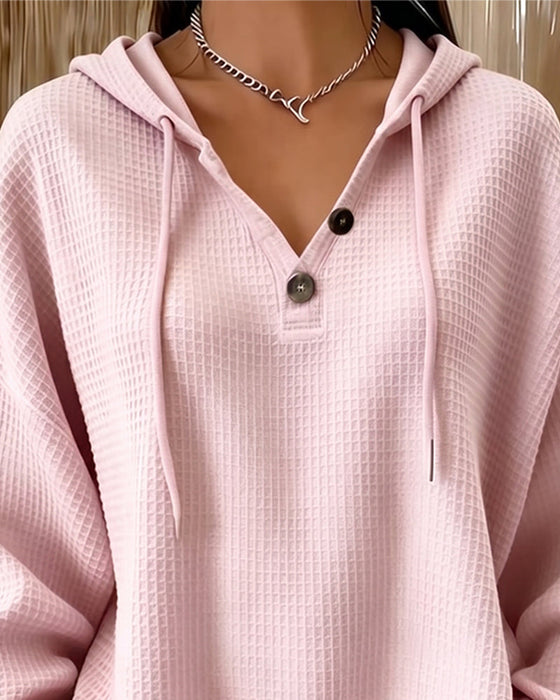 Sweatshirt Lässig Einfarbig Mit Kordelzug