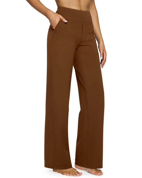 Hose Damen High Waist Stretch Casual Yoga Weites Bein
