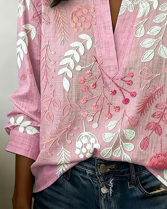 Bluse Mit Blumenmuster Und Stehkragen