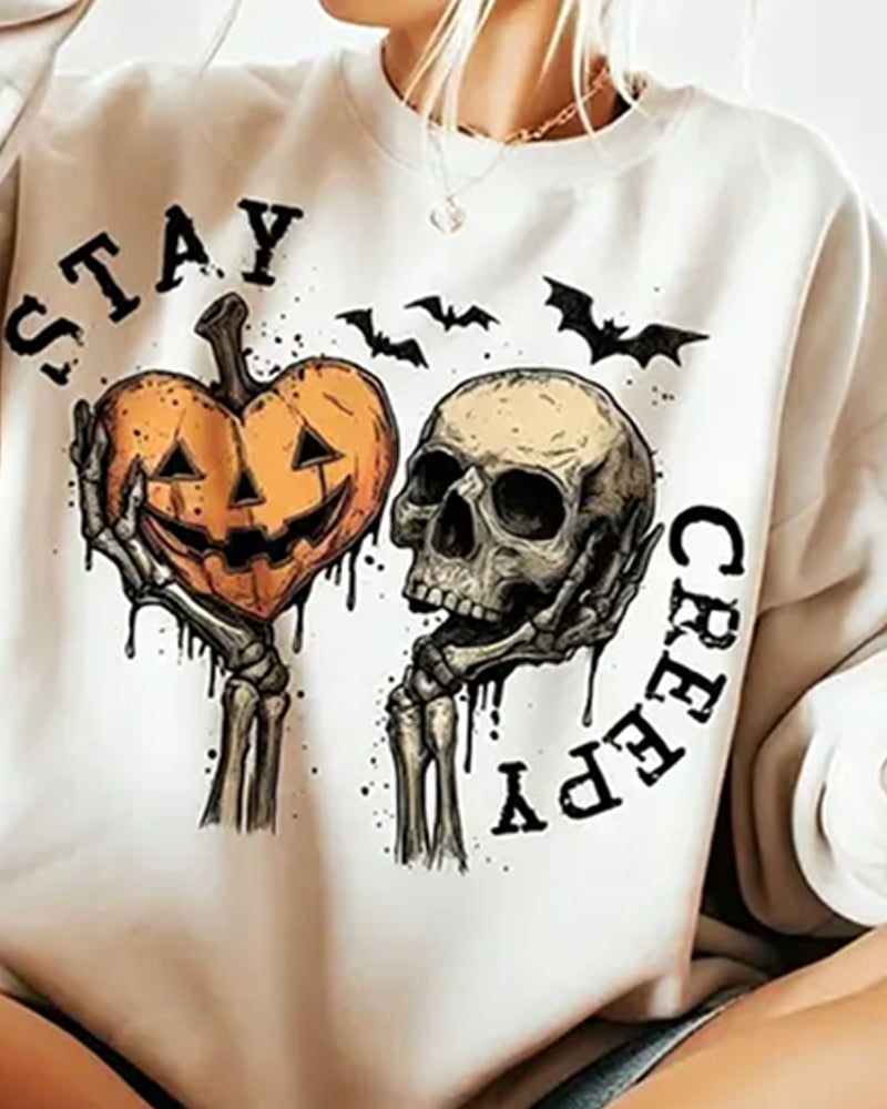 Sweatshirt Runder Ausschnitt Langarm Halloween