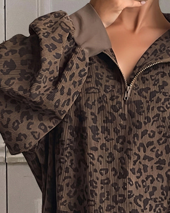 Sweatshirt Leopardenmuster Langarm