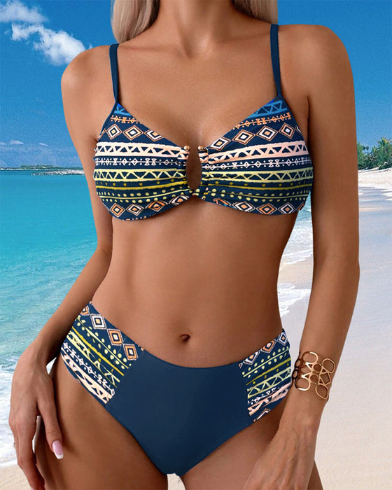 Bikini Bedruckter Urlaubsstil Sexy Zweiteilig