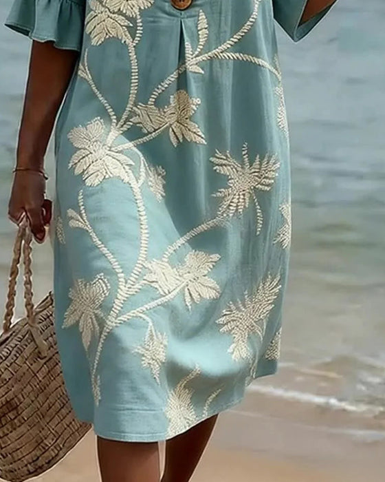 Kleid Petite V-Ausschnitt Rüsche 3/4-Arm