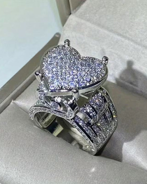 Pave Herzförmiges Ring-Set für Damen