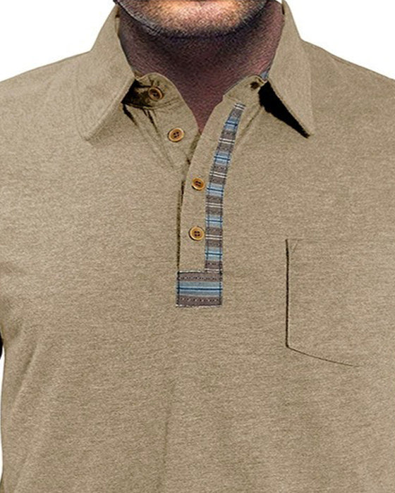 Bluse Herren Knopf Revers Polo