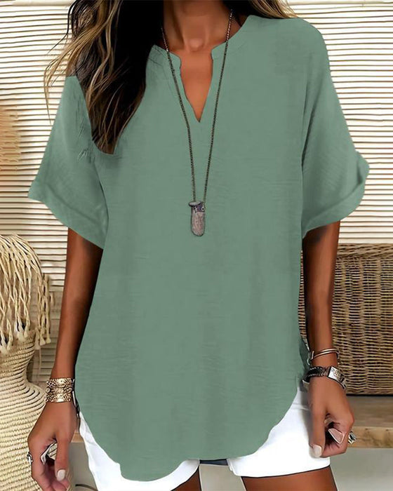 Bluse Lockere Einfarbige Damenfreizeitliche