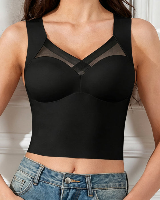 Tank Top Mesh-Splicing Eingebauter Bh
