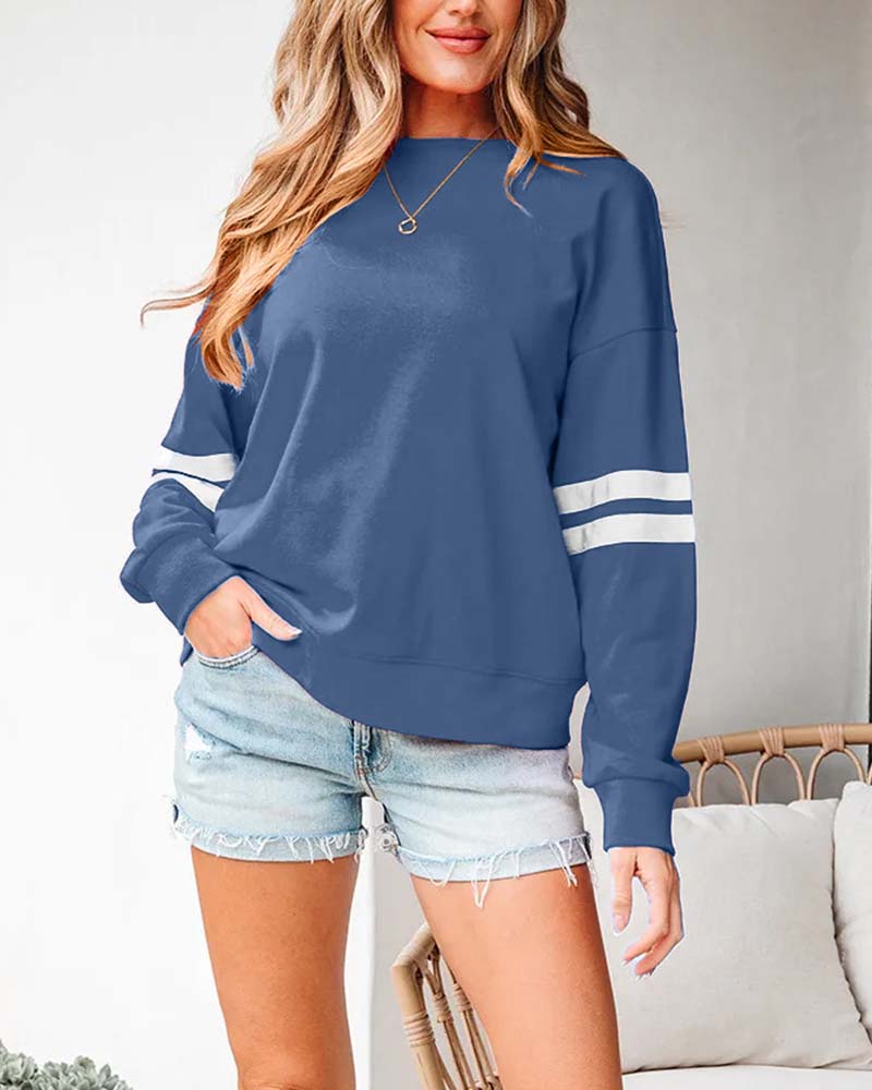 Color-Block Langarm Rundhals-Sweatshirt