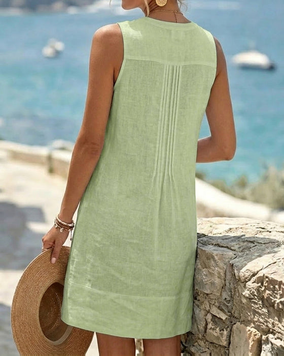 Kleid Ärmellos Akkordeonfalte Kurz