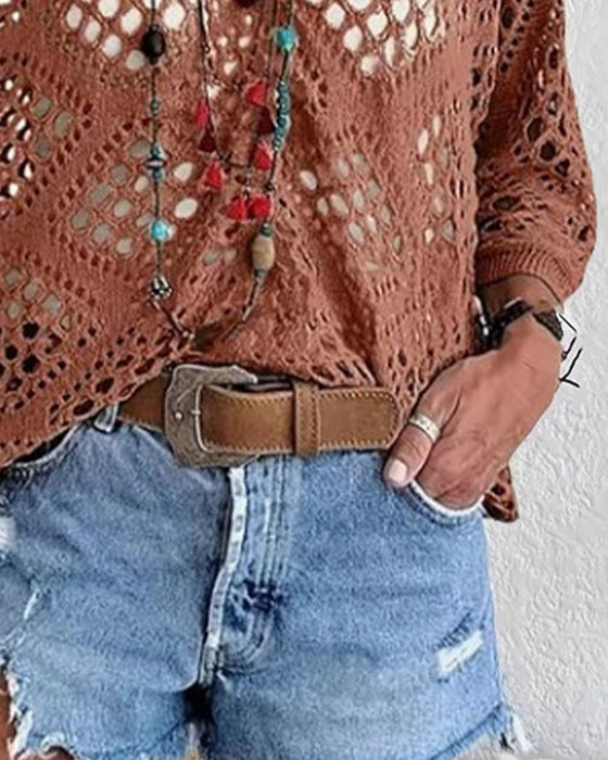 Pullover Rautenmuster Lochmuster Locker