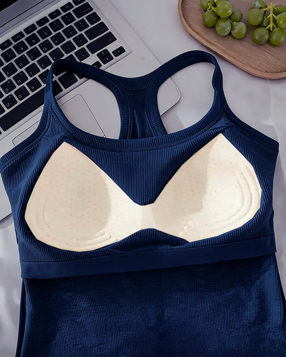 Tanktop Eingebauter Bh Gerippt Einfarbig